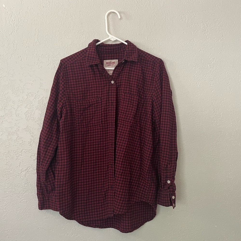Mossimo supply co boyfriend fit checkered button down shirt